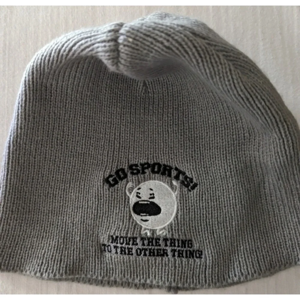 Otto Beanie Kids One Size Gray Embroidered Go Sports! Move The Thing Hat NWOT